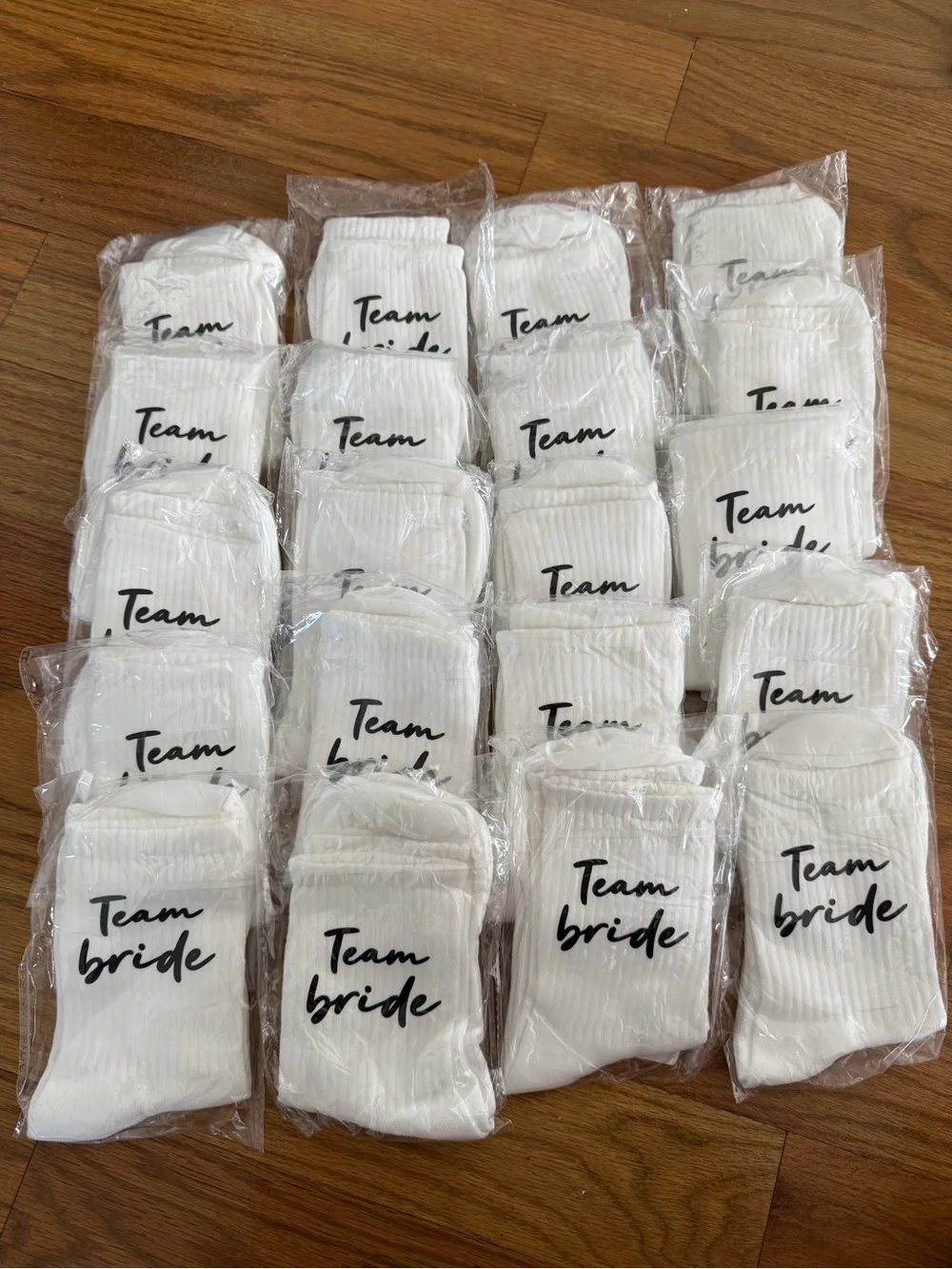 Team Bride White Socks 20 pairs- Pack of Bridal Party Socks Set of 20